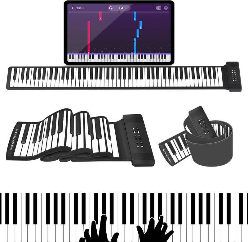 MARVTOWN 88Keys Roll Up Piano, Portable Fordable Rechargeable Hand Roll Keyboard Piano, 108 Rhythms, 128 Tones,Waterproof electric Keyboard Piano with MIDI Function, Best Gift for Kids and Beginners - Image 1